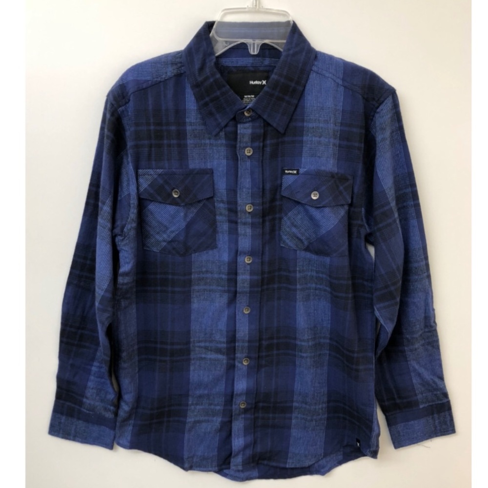 Boys HURLEY Lightweight Flannel Button Down Size M